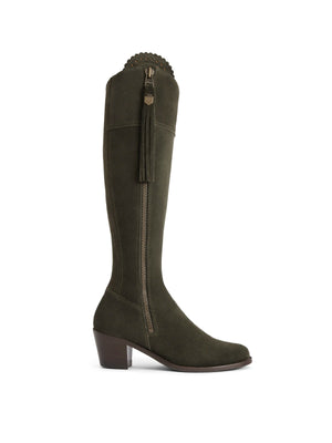 Refurbished Heeled Regina (Regular Fit) - Moss Green Suede
