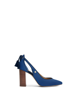 Refurbished Newbury Heel - Porto Blue & Navy Suede