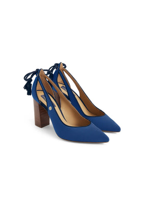 Refurbished Newbury Heel - Porto Blue & Navy Suede