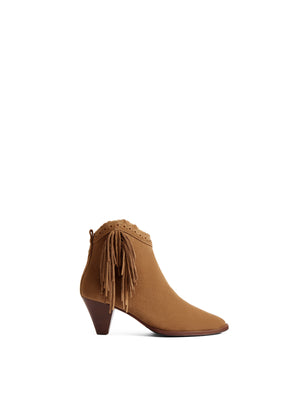 Refurbished Regina Fringed Ankle Boot - Tan