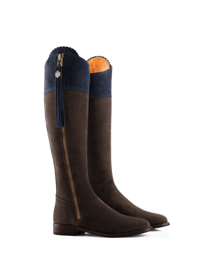 Refurbished Regina (Regular Fit) - Chocolate & Navy Suede