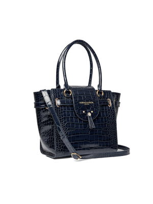 The Windsor Tote - High Shine Navy Croc