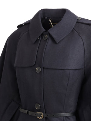 The Sienna Wool Cape - Navy Herringbone