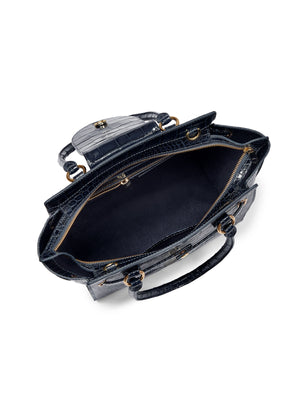 The Windsor Tote - High Shine Navy Croc