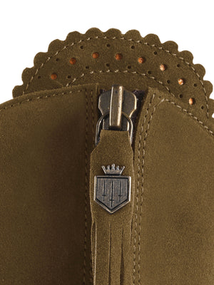 The Heeled Regina (Narrow Fit) - Tan &amp; Olive Suede