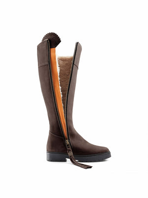 The Shearling Lined Regina (Chocolate) Narrow Fit - Nubuck Boot