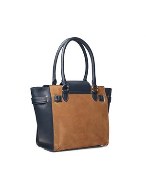 The Windsor Tote - Tan &amp; Navy