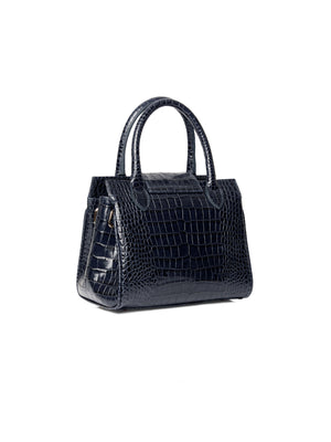 The Mini Windsor Handbag - High Shine Navy Croc