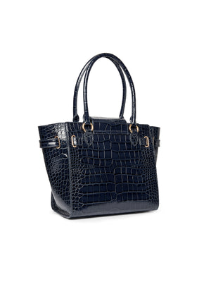The Windsor Tote - High Shine Navy Croc