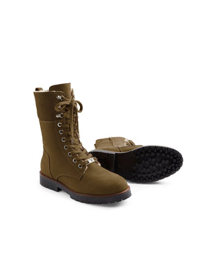 The Shearling Lined Anglesey - Olive Nubuck