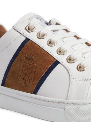 The Cannes Trainer - White - Tan &amp; Navy