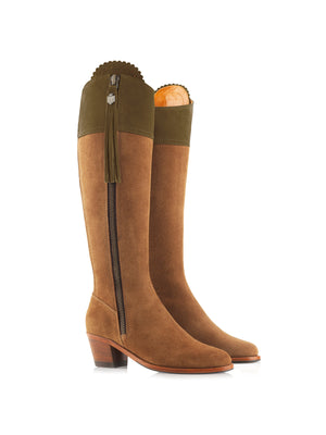 The Heeled Regina (Sporting Fit) - Tan &amp; Olive Suede