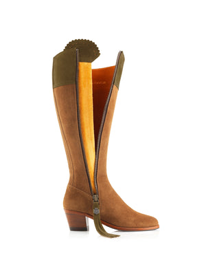 The Heeled Regina (Sporting Fit) - Tan &amp; Olive Suede
