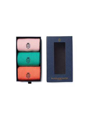 The Signature Ladies Knee High Sock Gift Set - Jade/ Coral/ Blush