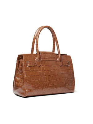 The Windsor Handbag - Tan Croc