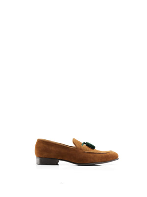 The Bedingfeld - Cognac &amp; Emerald Green Suede