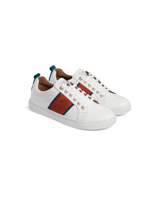 The Cannes Trainer - White - Ocean & Sunset Orange