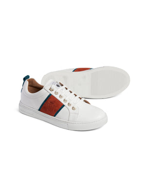 The Cannes Trainer - White - Ocean & Sunset Orange