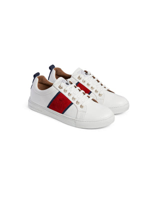 The Cannes Trainer - White - Navy &amp; Red