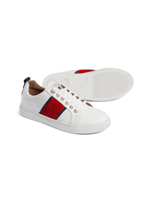 The Cannes Trainer - White - Navy &amp; Red