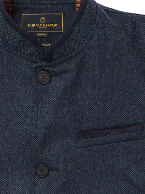 The Edward Gilet - Navy Herringbone