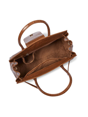 The Windsor Handbag - Tan Croc