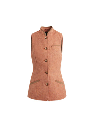 The Madeline Gilet - Coral Herringbone