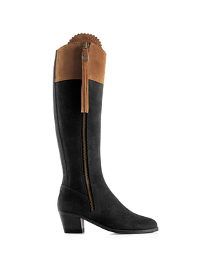 The Heeled Regina (Sporting Fit) - Tan &amp; Black Suede