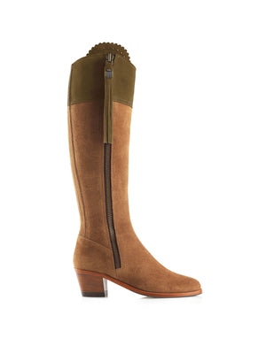 The Heeled Regina (Sporting Fit) - Tan & Olive Suede