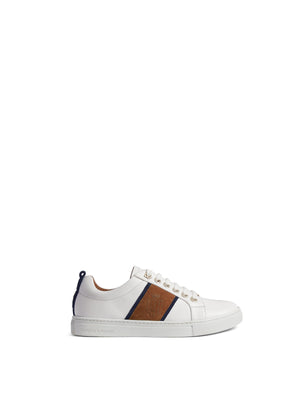 The Cannes Trainer - White - Tan & Navy